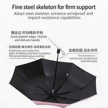 UV全自动遮阳伞，黑色涂层，防紫外线，防晒，8根伞骨，男女通用，小巧，坚固，轻便 - C - 查看 2