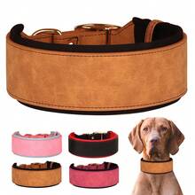 可调节PU皮革加厚狗项圈,适合中大型犬,例如灵缇犬 - 彩色 - 查看 3