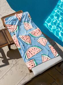 1 pieza Toalla de playa para niños con estampado de sandía azul, manta de playa extra grande de microfibra súper suave, toalla de baño súper absorbente, adecuada para viajes, piscina, buceo, surf, yoga, camping, disponible en varios tamaños, accesorio de playa - Multicolor - Ver 2