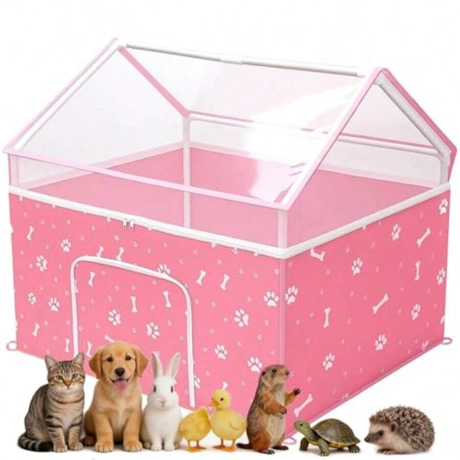Cat Playpen Puppy Playpen Small Dog Pet Crate Tent Cage Indoor Outdoor Cat House Enclosure Kennel Dogs/Cats/Rabbits/Hamster Pink - 粉色 - 查看 1