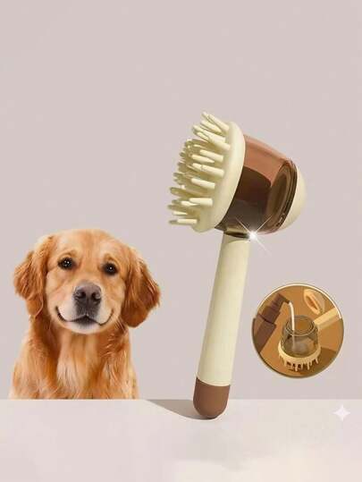 二合一宠物硅胶沐浴刷，长柄设计，便携式狗狗清洁刷，深度清洁和梳理毛发，柔软硅胶猫咪按摩梳，轻松挤出泡沫的宠物洗澡工具