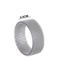 1pc Fashionable Stainless Steel Flexible Mesh Ring - Soft Mesh Ring - View 3