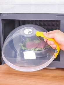 1pc Transparent Glass Microwave Splash Guard, Made Of Plastic, Essential Household Kitchen Item, Suitable For Placing Food, Pots, Bowls And Plates - Multicolor - View 7
