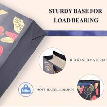 大号纸质礼品袋套装，带提手 - 13.5*13.5*4.5 英寸，包含 2 张薄纸和 1 张礼品卡，结实耐用，可重复使用，适用于生日、婚礼、毕业典礼和商务馈赠。 - 藏蓝色 - 查看 5