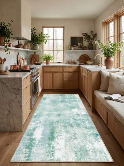 1 件复古做旧抽象艺术地毯/地垫/区域地毯/浴室垫/门垫/走廊垫，适用于浴室、厨房、玄关、走廊、床边、客厅、卧室，四季皆宜，柔软可水洗。