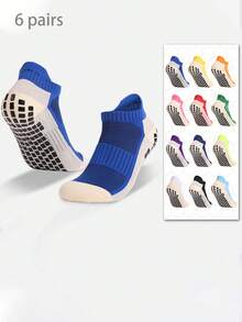 1/3/6双装足球袜，带硅胶防滑点，男女通用成人及儿童运动袜，春夏款 - 彩色 - 查看 3