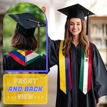 1 unidad de estola de graduación con bandera personalizada, banda de graduación con bandera personalizada, regalos de graduación de la clase de 2026 - 62" x 4.5" - A - Ver 5