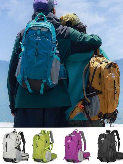 30L Outdoor Hiking Backpack | Large Capacity Casual Trekking Bag | Durable Nylon Breathable Travel Pack [Single, Blue/Yellow/White/Green/Purple/Black 6 Colors] Made Of High-Density Wear-Resistant Nylon Fabric, Water-Resistant Material Withstands Outdoor Rain, Breathable Mesh Back System + Adjustable Chest/Waist Straps