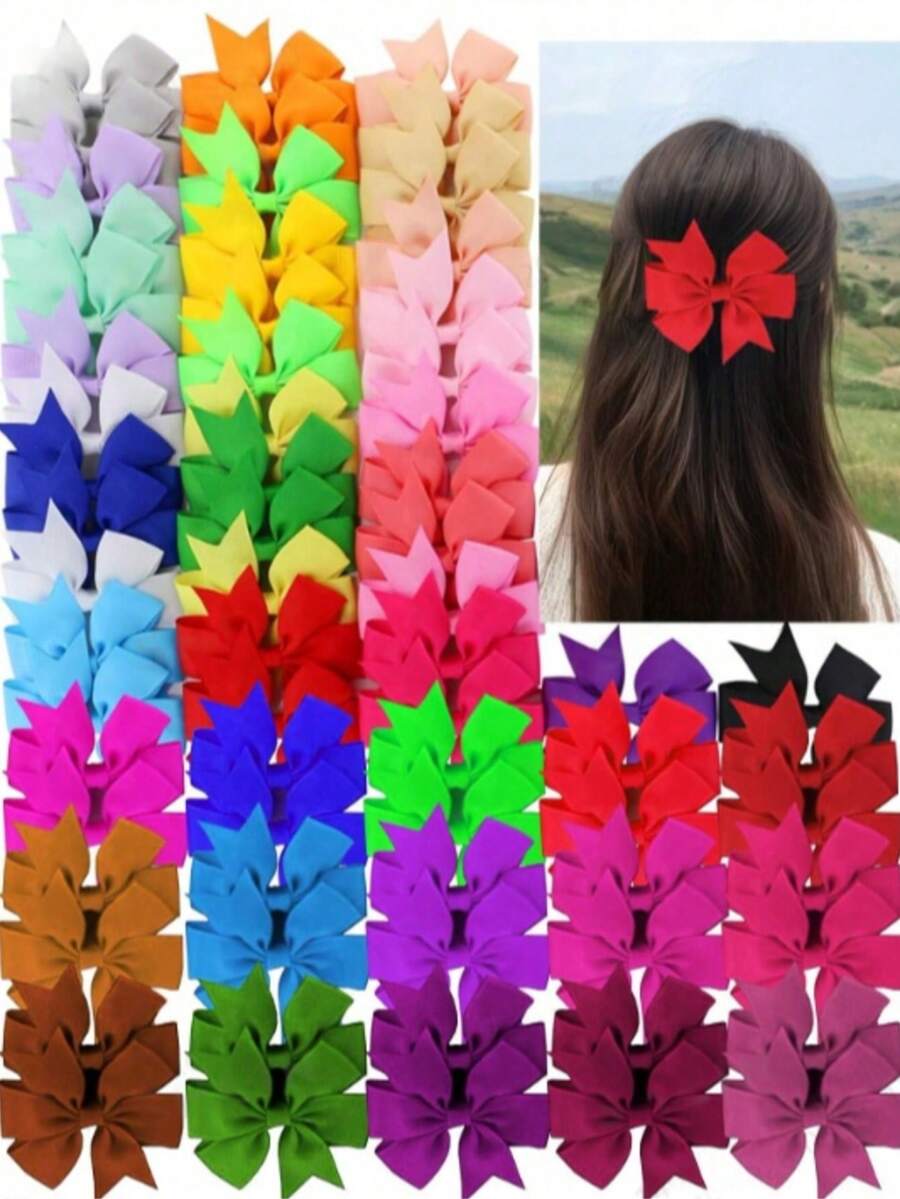 30 Stück zufällige Farbe Vintage Französische Schleife Haarspangen, elegante Metall Schleife Haarschmuck, Mädchen Haar Deko Wertpaket, geeignet für Geburtstagsfeiern, Maskenball und täglichen Gebrauch, Haarklammern, Haarnadeln, Schulmaterial - Verschiedenfarbig - Übersicht 1