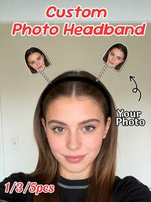 Personalized Photo Headbands 1/3/5pcs, Suitable For Birthday Party, Wedding, Bachelorette Party, Photography Studio Props, Back To School Season And Other Occasions Photo Props And Decorations - Multicolor - View 2