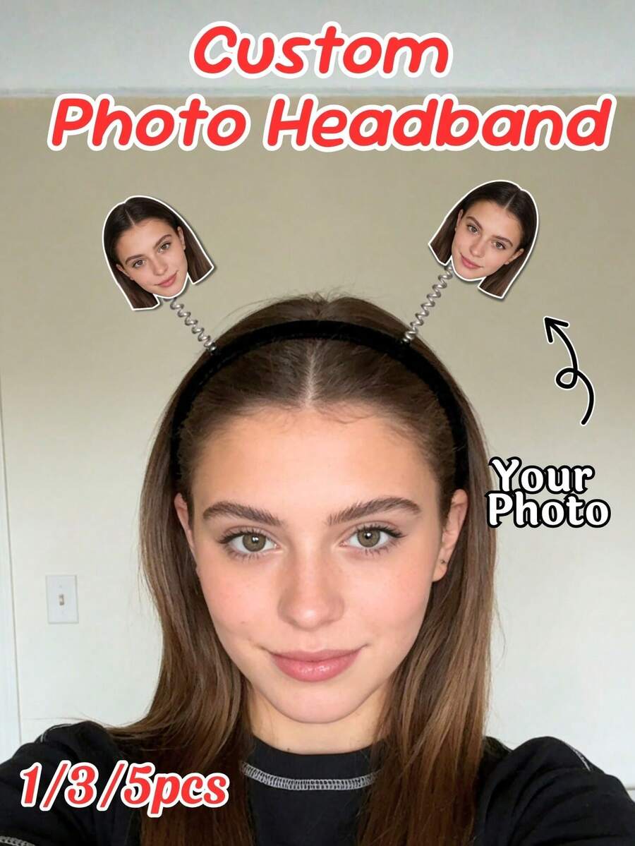 Personalized Photo Headbands 1/3/5pcs, Suitable For Birthday Party, Wedding, Bachelorette Party, Photography Studio Props, Back To School Season And Other Occasions Photo Props And Decorations