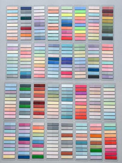 3200 piezas en 32 diseños/paquete Notas adhesivas transparentes de PET fluorescente de color retro europeo, estilo Morandi, blocs de notas, etiquetas de clasificación