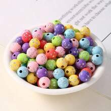 10/100pcs 10mm Acrylic Round Spacer Beads - Multicolor Star Shaped Round Hole Decorative Beads, Suitable For DIY Jewelry Making, Bracelets, Necklaces, Keychains, Necklace Decorations, Interesting Design With Glossy Effect - Multicolor - View 2