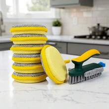 10个双面海绵洗碗刷 - 黃色的 - 查看 1