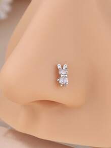 1 chiếc khuyên mũi hình chữ L 20G hình thỏ dễ thương đính đá CZ trong suốt, vàng/bạc, trang sức xỏ lỗ mũi tối giản phù hợp cho hàng ngày, đi biển và dự tiệc. - L193 - Xem 10