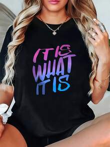 IT's WHAT IT IS Home, Leisure, Fashion, Versatile, Commuting, S,  Versatile, Comfortable S Heavyweight Pure T-Shirt - Multicolor - View 1