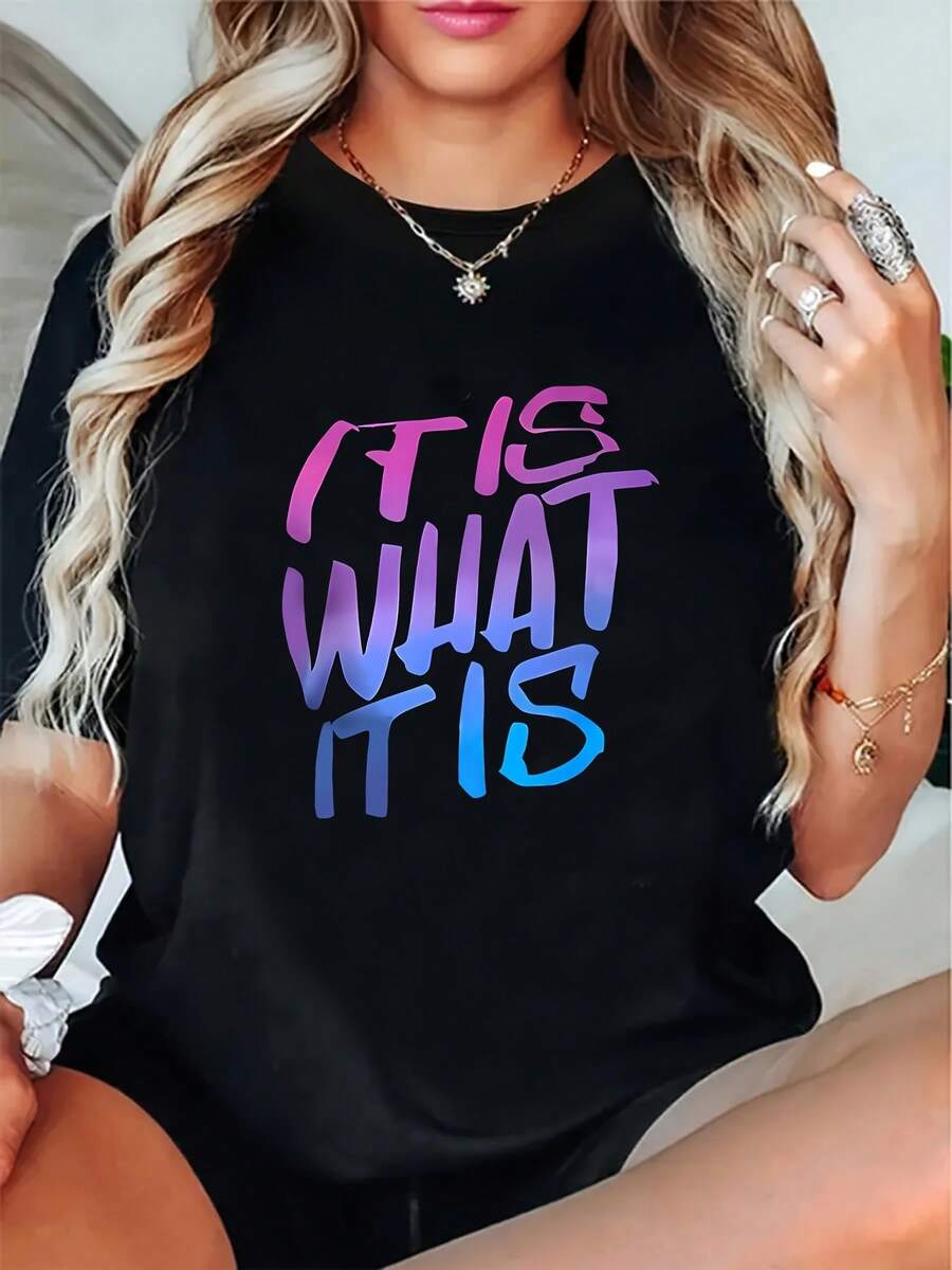 IT's WHAT IT IS Home, Leisure, Fashion, Versatile, Commuting, S, Versatile, Comfortable S Heavyweight Pure T-Shirt - Multicolor - View 1