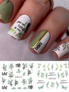 1pc 12 Designs Tropical Holiday Style Water Transfer Nail Stickers With Fern Leaf, Palm, Mango, Raspberry Patterns, Summer & Spring Nail Art Decals, DIY Nail Decoration For Women And Girls, Daily And Holiday - MultiWarna - View 8