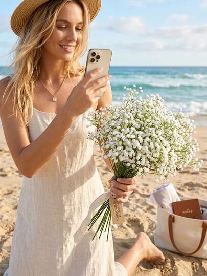 Wedding-Grade Aesthetic, White Baby's Breath Artificial Flowers, Minimalist Nordic Style, Photography Decor, Instantly Artistic Background, Moisturizing Touch Like Fresh Flowers, No Water Change, Odorless, Keeps Desk In Eternal Spring