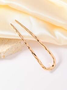 1pc/2pcs Minimalist Elegant Alloy Hair Clip, Liquid Design Hair Accessory, Headpiece, Bun Extension, Hair Styling Pins - Multicolor - View 3