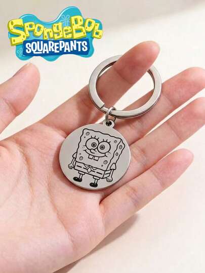 SpongeBob SquarePants 1 móc khóa tối giản bằng thép không gỉ với mặt dây chuyền tròn 3cm/1.2in, họa tiết nhân vật hoạt hình có thể tùy chỉnh, kim loại đánh bóng bền, nhẹ và dễ mang theo, thích hợp làm quà tặng cá nhân hóa, đồ trang trí và sắp xếp chìa khóa, phù hợp cho người hâm mộ, nhiều mẫu mã để lựa chọn.