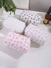 1 pieza Estuche de lápices con lazo de una sola capa, bolsa de almacenamiento espaciosa para artículos de papelería, diseño de apertura amplia para un fácil acceso, un neceser de lápices de moda imprescindible para la temporada de regreso a clases - Una pieza - Ver 1