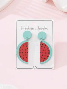 1 Pair Watermelon Enamel Faux Soft Pottery Design Fashion Jewelry Earrings, Perfect Summer Party Gift For Women - Multicolor - View 2