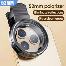 52mm Universal Round Polarizing Lens Filter Kit, Portable CPL Filter Set For Camera Lens, Suitable For IPhone 16 15 14 13 - Polarizing Filter - View 3