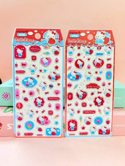 可爱清新甜美男女通用紫色大蓝狗、粉黄布丁、粉猫、紫星兔家庭3D卡通贴纸，适合儿童、商务礼品、广告礼品、促销礼品、福利礼品、节日礼品（部分款式可能存在色差，随机发货）