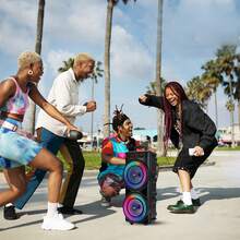 Portable Outdoor Wireless Speaker With Button-Controlled Subwoofer, 2400mAh Battery Capacity, RGB Lighting, Dazzling Light Effects, Dual Subwoofer Design, Suitable For Home, Outdoor, Parties, Square Dancing, Karaoke, Family Gatherings, Disco And Other Occasions, With Cool Lighting Effects. - 查看 4