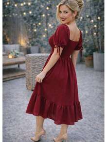 VESTIDO LARGO TIPO CAMPESINO CON MANGA MOD. ALY - Red Plum - Ver 5