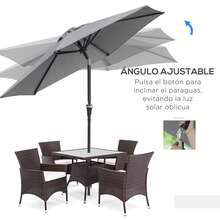 Outsunny Outdoor Parasol, Stand And Base - A - View 5