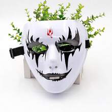 Mặt nạ hóa trang Halloween, mặt nạ che kín mặt vẽ tay màu trắng, mặt nạ nhảy đường phố dành cho người lớn, mặt nạ chú hề tử thần màu đen vàng. - Xem 2