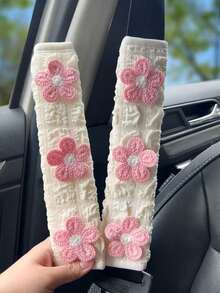 2件装针织花朵蓬松纹理汽车安全带套，防摩擦防滑肩垫 - 護肩 - 查看 11