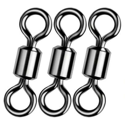 20pcs Fishing Swivel Connectors, Swivel Fishing Tackle, Freshwater & Saltwater Swivel Connectors, Coiling Connectors, Durable Black Nickel Stainless Steel Fishing Bait, Line Connector Terminal Fishing Tackle