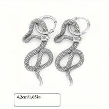 Viking Animal Snake Earrings Fashionable Ulotos Hip-Hop Punk Rock Party Motorcycle Boy Charm Jewelry - Silver - View 4