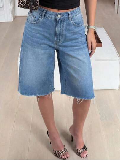 Pantalones cortos bermudas para mujer con pliegues, holgados y de tiro bajo, shorts vaqueros tipo Y2K