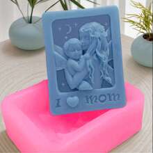 母亲节礼物，1件装“我爱妈妈”造型硅胶模具，可用于制作蜡烛、石膏、黏土、肥皂树脂等，手工制作艺术品，易于脱模，可重复使用 - 粉紅色-我愛媽媽 - 查看 4