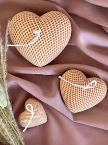 3件套（大/中/小）编织心形硅胶模具，DIY情人节礼物，心形手工皂、蜡烛、石膏、树脂工艺模具 - 3PCS - 查看 10