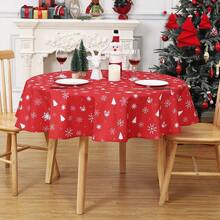 Waterproof Washable Red Christmas Tablecloth Rectangular Table Cover With White Christmas Tree And Gift Box Design Festive Holiday Decor For Dining Table138 X 178 Cm - Red - View 9
