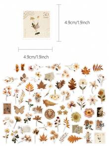 60张干花叶子贴纸，适用于笔记本、笔记本电脑、手机壳、行李箱、吉他等。 - A - 查看 2
