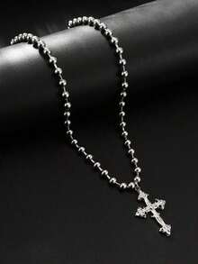 Vintage Elegant Minimalist Cross DecoNecklace, Men's Hip-Hop Punk Charm Jewelry - 銀色 - 查看 2