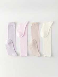 1 đôi tất nữ cao đến bắp chân, kiểu dáng mỏng, xếp ly hình trái tim, tất cao đến mắt cá chân, giúp thon gọn vóc dáng, thích hợp cho mùa xuân/hè, dễ dàng phối với váy. - Nhiều màu - Xem 4