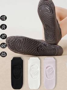 1/3/5双装女士专业瑜伽袜，防滑设计，无后跟防滑，适合空中普拉提、舞蹈、健身、瑜伽，四季皆宜 - 彩色 - 查看 14