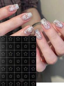 FULL BEAUTY Bộ 5 miếng dán móng tay hình trái tim, ngôi sao, hoa hồng, bướm, hoa anh đào, ngôi sao năm cánh, cánh chim, dụng cụ vẽ móng airbrush, phụ kiện làm móng DIY. - Nhiều màu - Xem 7