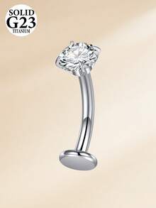 14G Anillos de ombligo de aleación de titanio G23 flotantes para mujeres, anillos de ombligo con CZ de respaldo plano, barra de ópalo en forma de corazón curvo, joyería de piercing de ombligo 10mm - Plateado - Ver 3