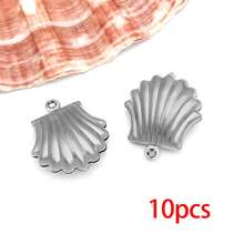 5/10个不锈钢海洋动物吊坠，包括海星、贝壳、海豚等镂空造型，适合夏季海滩主题，可用于夏威夷珠宝制作。 - 彩色 - 查看 18