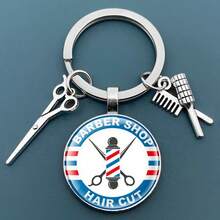 1 Llavero de regalo de peluquería con tijeras de estilista y peine - Plata antigua - Ver 9