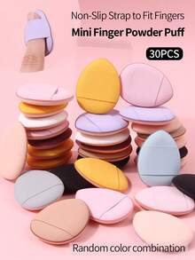 30pcs Mini Finger Air Cushion Makeup Sponges, Random Color Assorted Makeup Blenders, Foundation & Concealer Applicator, Travel Makeup Tool - Multicolor - View 2