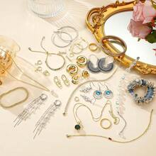 Jewelry Jar Bundle, Vintage Jewelry Box, 40-45 Piece Surprise Box For Women, Gift Set Multi Style Of Earrings Rings Bracelets Or Necklaces, Unique Birthday Gift For Her - 多色 - 查看 5